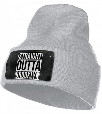 Skullies & Beanies Fashion Knit Cap for Mens and Womens- 100% Acrylic Acid Straight Outta Brooklyn Ski Cap - Gray - CW18NMRGA...