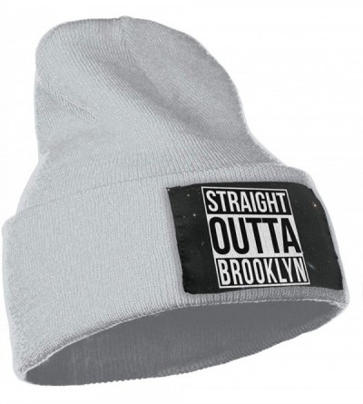 Skullies & Beanies Fashion Knit Cap for Mens and Womens- 100% Acrylic Acid Straight Outta Brooklyn Ski Cap - Gray - CW18NMRGA...