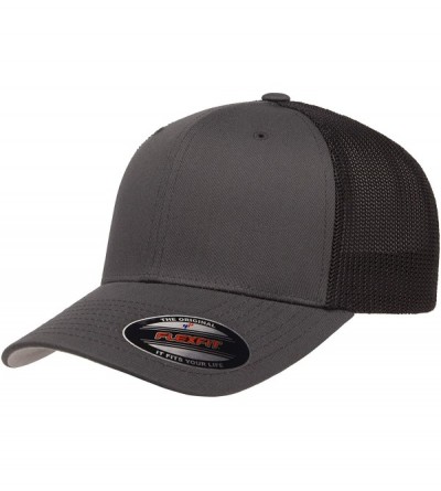 Baseball Caps Trucker Mesh Fitted Cap - Charcoal/Black - CG18WZX2L3T $11.66