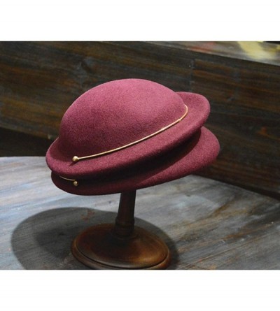 Fedoras Vintage Wool Felt Cloche Bucket Bowler Hat Women Ladies Church Wedding Fascinator Formal Dress Hat Winter Fedoras - C...