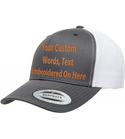 Baseball Caps Custom Trucker Hat Yupoong 6606 Embroidered Your Own Text Curved Bill Snapback - Charcoal/White - CS1875OIMSN $...
