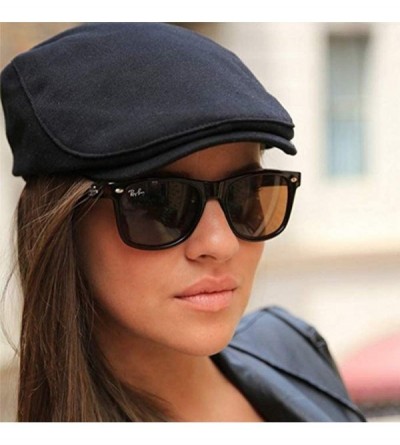 Newsboy Caps Men's Newsboy Gatsby Cabbie Hats Cotton Adjustable Driving Winter Hat - Black - CG18M3ZNYM0 $12.32