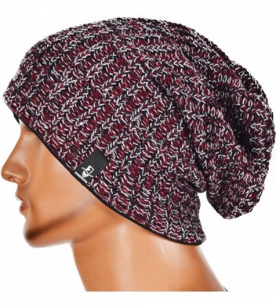 Skullies & Beanies Men's Slouchy Beanie Knit Crochet Rasta Cap for Summer Winter - Mixtz-claret - C712NSKV653 $13.42