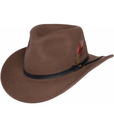 Cowboy Hats Montana Crushable Wool Felt Western Style Cowboy Hat - Pecan - C618E4HMONT $43.48