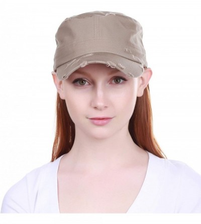 Baseball Caps Vintage Distressed Cadet Army Cap Basic Everyday Military Style Hat - (Vintage Distressed) Khaki - CT18D4T93A6 ...
