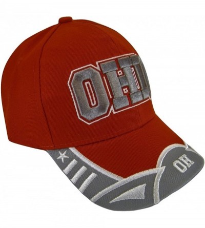 Baseball Caps Ohio Men's Small Stars 2-Tone Adjustable Baseball Cap - Red/Gray - CX17XQCCX9W $12.14