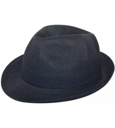 Fedoras Men's Polyester Knit Fedora Hat Black - CQ126MKJ5FT $11.95