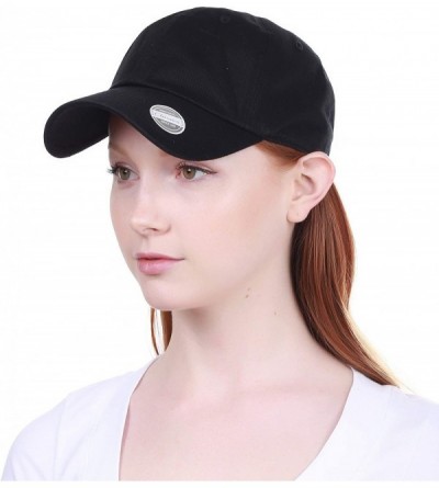 Baseball Caps Dad Hat Adjustable Plain Cotton Cap Polo Style Low Profile Baseball Caps Unstructured - Black - CU12FOW5NJD $9.58