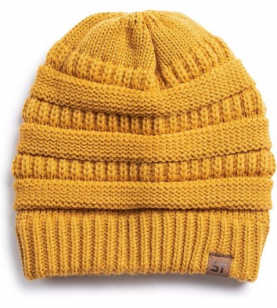 Skullies & Beanies Womens Cable Knit Beanie Hats Winter Warm Hat - Mustard - C118EN5GRWH $14.61