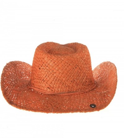 Cowboy Hats Women's Calico Flower Straw Cowgirl Hat - Pgd4023-Tea-O - Orange - CK11CP3UXP9 $29.07