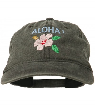 Baseball Caps Hawaii Flower Aloha Embroidered Washed Cap - Black - CO11RNPI2VB $26.87