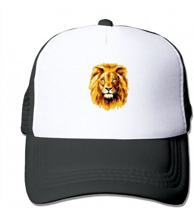 Skullies & Beanies Unisex Mesh Hat Roaring Lion Baseball Caps Grid Hat Adjustable Trucker Cap Headwear Bandanas - Black - CI1...