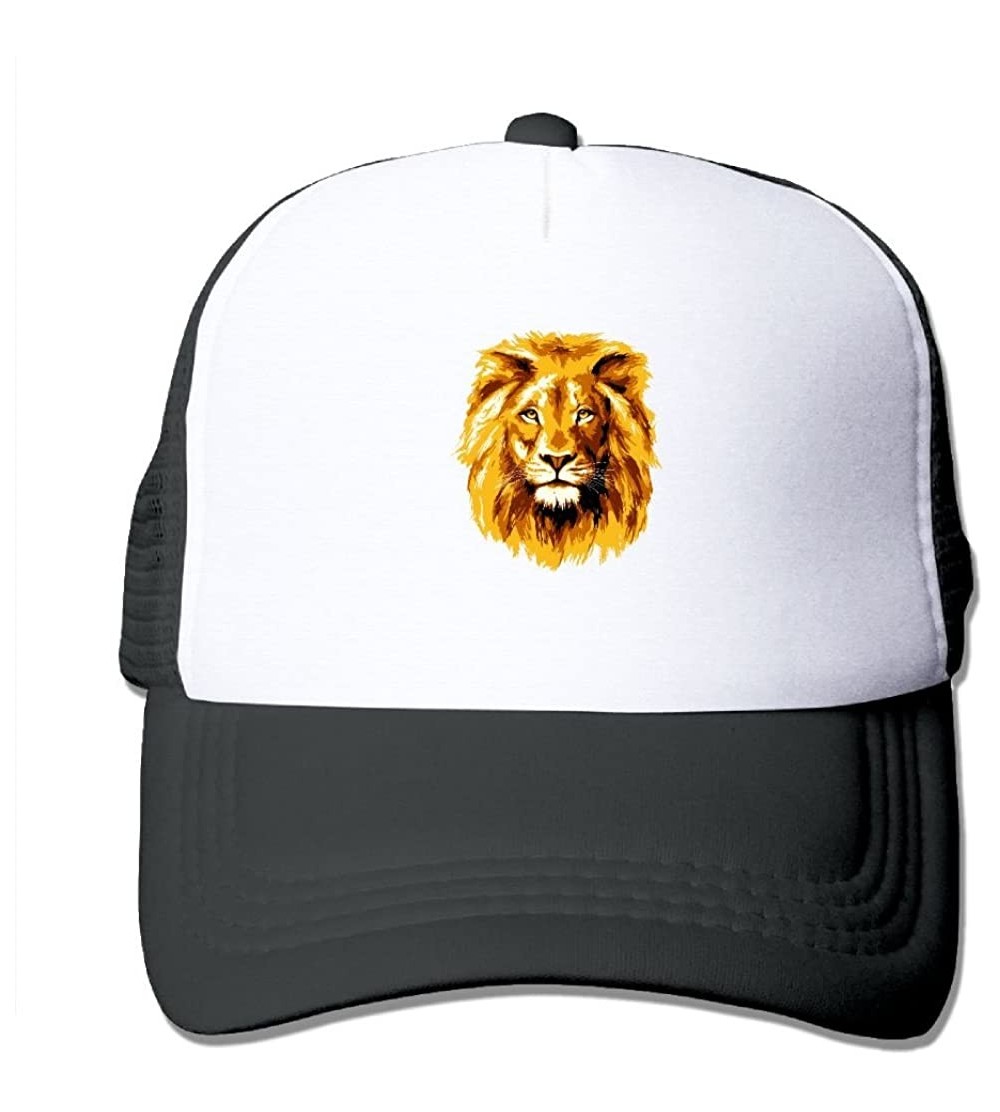 Skullies & Beanies Unisex Mesh Hat Roaring Lion Baseball Caps Grid Hat Adjustable Trucker Cap Headwear Bandanas - Black - CI1...