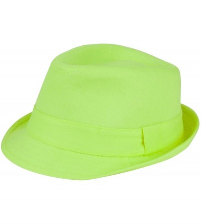 Fedoras Women's Colorful Cotton Blend Trilby Fedora Hat - Lime Green - C212F5LT1Y1 $14.14