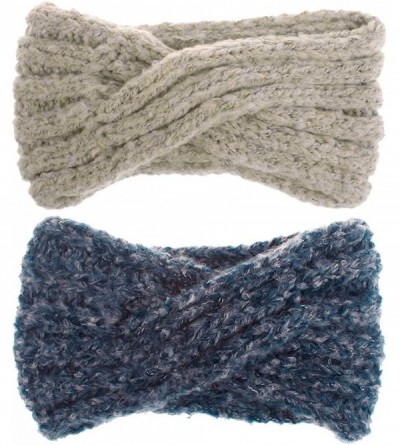 Cold Weather Headbands Women Cold Weather Headbands Knit Cross Hairband Winter Ear Warmer Hair Wraps - Beige+blue - C918YOXTI...