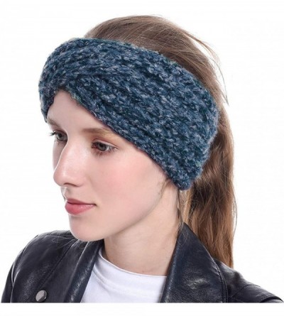 Cold Weather Headbands Women Cold Weather Headbands Knit Cross Hairband Winter Ear Warmer Hair Wraps - Beige+blue - C918YOXTI...