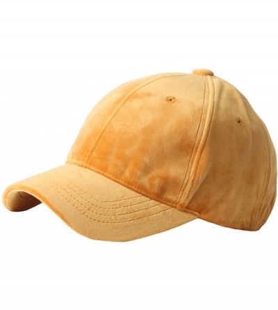 Baseball Caps Velvet Silk Fabric Feel Basic Simple Ball Cap Baseball Hat Truckers - Yellow - CY12MZNJKL7 $11.87