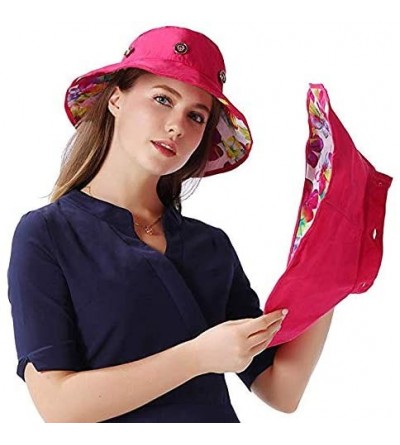 Sun Hats Women Men Cotton Sunhat UPF 50+ UV Protection Sun Hat Removable Neck Face Flap Cap - Rose Red-floral - C717AAI60DH $...