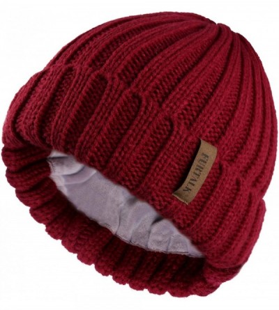 Skullies & Beanies Winter Beanie for Women Fleece Lined Warm Knitted Skull Cap Winter Hat - 05-wine Red - CZ18UTCXTUT $28.68