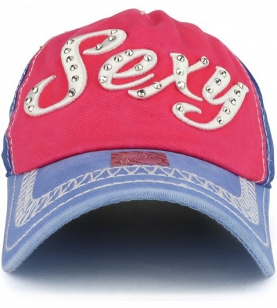 Baseball Caps Sexy 3D Embroidered Stitch Multi Color Baseball Cap - Royal Hot Pink - CD1898I8Z25 $24.68