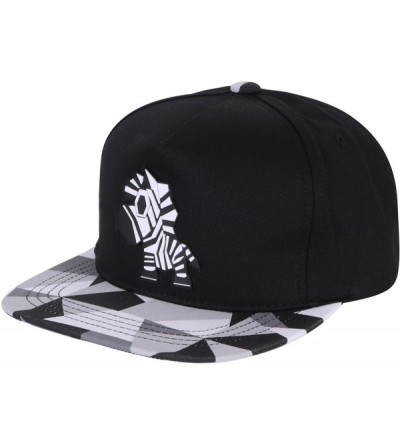 Baseball Caps Animal Paper Folding Rubber Logo Flat Bill Snapback Hat Baseball Cap - Zebra-black - C312FXL7TIN $24.31