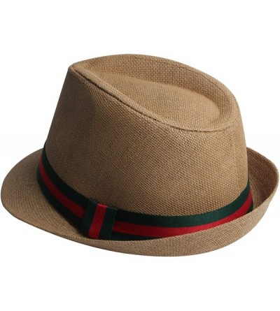 Fedoras Fedora Hats for Men & Women Tribly Short Brim Summer Paper - 02 - Khaki - CU18W06IUL9 $10.76