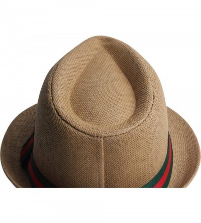 Fedoras Fedora Hats for Men & Women Tribly Short Brim Summer Paper - 02 - Khaki - CU18W06IUL9 $10.76