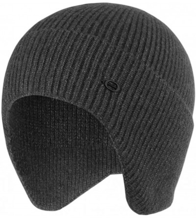 Skullies & Beanies Winter Beanie Hat with Ear Flaps Knit Skull Cap for Skiing- Cycling- Motorcycling- Camping - Dark Grey - C...