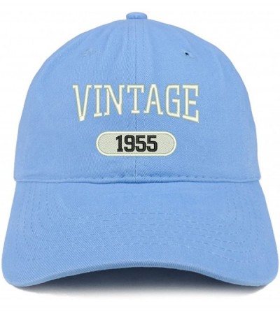 Baseball Caps Vintage 1955 Embroidered 65th Birthday Relaxed Fitting Cotton Cap - Carolina Blue - CM180ZMSMLL $37.50
