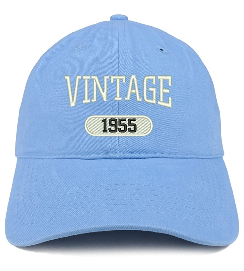 Baseball Caps Vintage 1955 Embroidered 65th Birthday Relaxed Fitting Cotton Cap - Carolina Blue - CM180ZMSMLL $21.81
