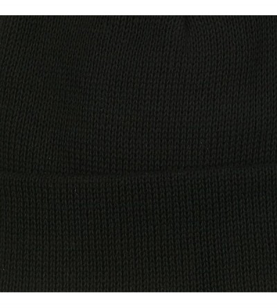 Skullies & Beanies Plain Cuff XL Size Cotton Beanie - Black - CS115EH0UZV $21.21