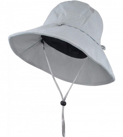 Sun Hats Bucket Hats for Women- Wide Brim UV Protection Sun Hat Packable Outdoor Beach Caps with Chin Strap - Type 2- Gray - ...