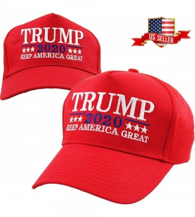 Baseball Caps Make America Great Again Our President Donald Trump Slogan with USA Flag Cap Adjustable Baseball Hat Red - CV18...