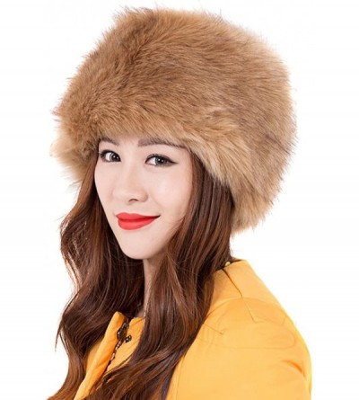 Bucket Hats Women Ladies Girls Cossack Russian Style Faux Fur Hat Winter Warm Cap - Khaki - CR12MXQISK0 $12.96