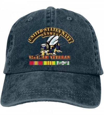 Baseball Caps Navy Seabee Vietnam Veteran Adjustable Baseball Caps Denim Hats Cowboy Sport Outdoor - Navy - CA18S6XKQ6G $23.75