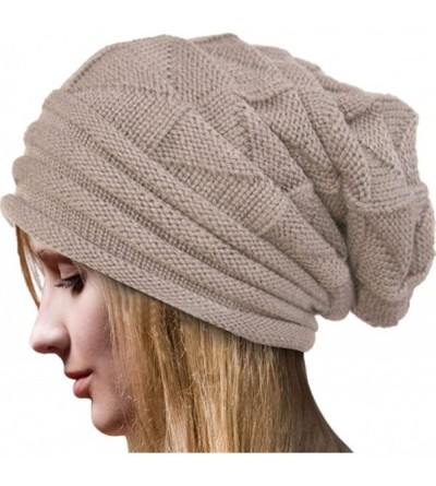 Skullies & Beanies Womens Hats Winter Crochet Hat Wool Knit Beanie Warm Caps - Beige - C618I8N0K6R $7.58