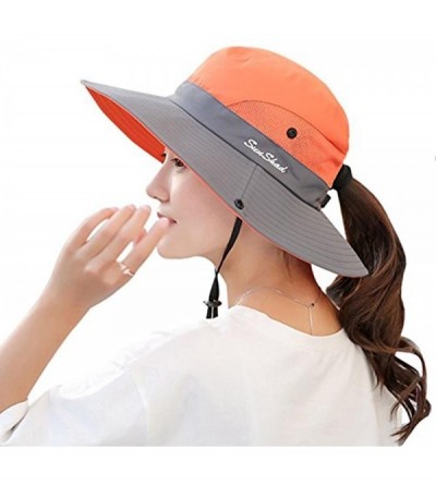 Sun Hats Women's Outdoor UV Protection Foldable Mesh Wide Brim Fishing Hat Bonnie Hats - A-orange - C718G6Y24SH $11.89