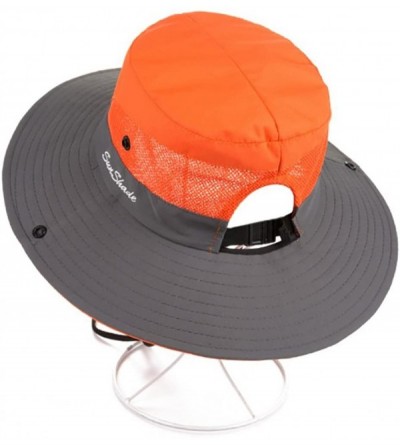 Sun Hats Women's Outdoor UV Protection Foldable Mesh Wide Brim Fishing Hat Bonnie Hats - A-orange - C718G6Y24SH $11.89