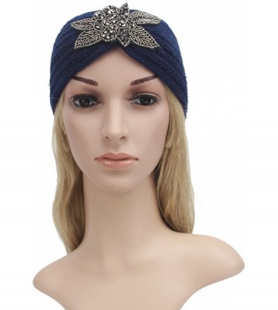 Headbands Bohemia Headband- Women Diamond Knitting Handmade Keep Warm Hairband - Navy@ - CN18KNGLCH6 $8.14