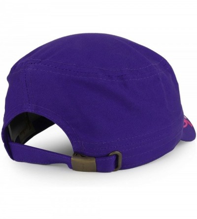 Baseball Caps Fancy Jeweled Cross Embroidered and Printed Flat Top Style Army Cap - Purple - C41805DDXAT $16.16