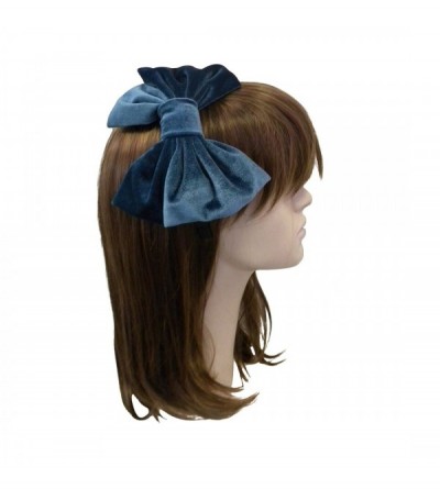 Headbands Blue Holiday Head Band with Velour Bow - Blue - C6127XUFP5L $17.76