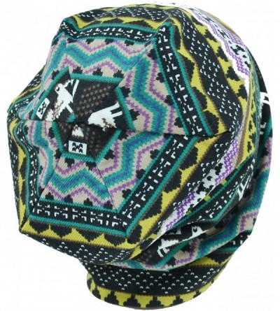 Skullies & Beanies Mosaic Patterned Beanie with Chevron Snowflakes Winter Style Fashion Hat Cap Beanie - Forest Pattern - CM1...