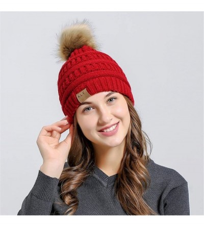 Skullies & Beanies Womens Knit Cap Baggy Warm Crochet Winter Wool Ski Beanie Skull Slouchy Hat - Wine Red - CQ18IE3D3KW $10.37