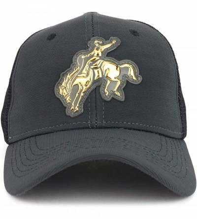 Baseball Caps High Frequency Rodeo Structured Trucker Mesh Baseball Cap - Charcoal Gold - C618T3CTY9E $12.49