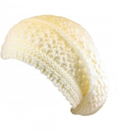 Berets Women's Warm Crochet Knit Beret Hat - Ivory - CJ11LGXYTR7 $8.46