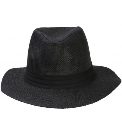Fedoras Fashion Style Banded Wide Brim Fedora Hat - Black - CP11Z2SP8DL $11.02
