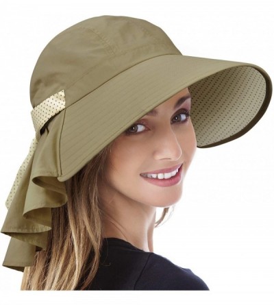 Sun Hats Safari Sun Hats for Women Fishing Hiking Cap with Neck Flap Wide Brim Hat - 3khaki - CS18ESIO5UO $15.40