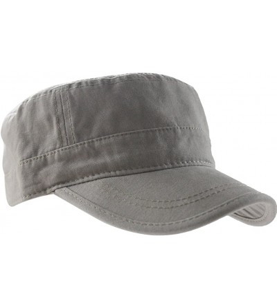 Baseball Caps Mens Washed Cotton Flat Top Baseball Corps Military Army Twill Cap Hat Visor - Beige - CM186OD4W0G $8.88