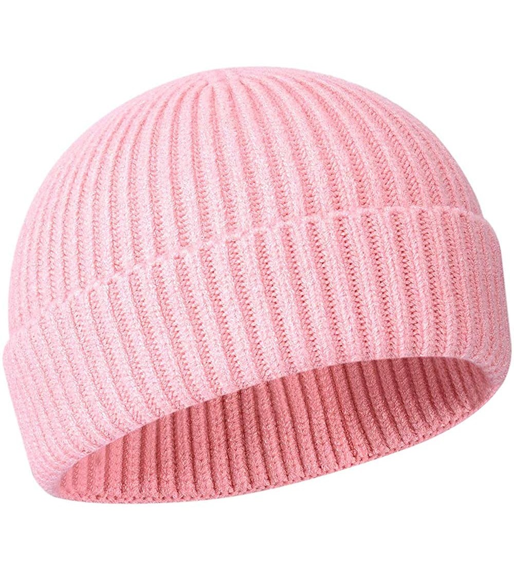 Skullies & Beanies Wool Winter Knit Cuff Short Fisherman Beanie Hats for Men Women - Pink - C81943KYLZ3 $12.65