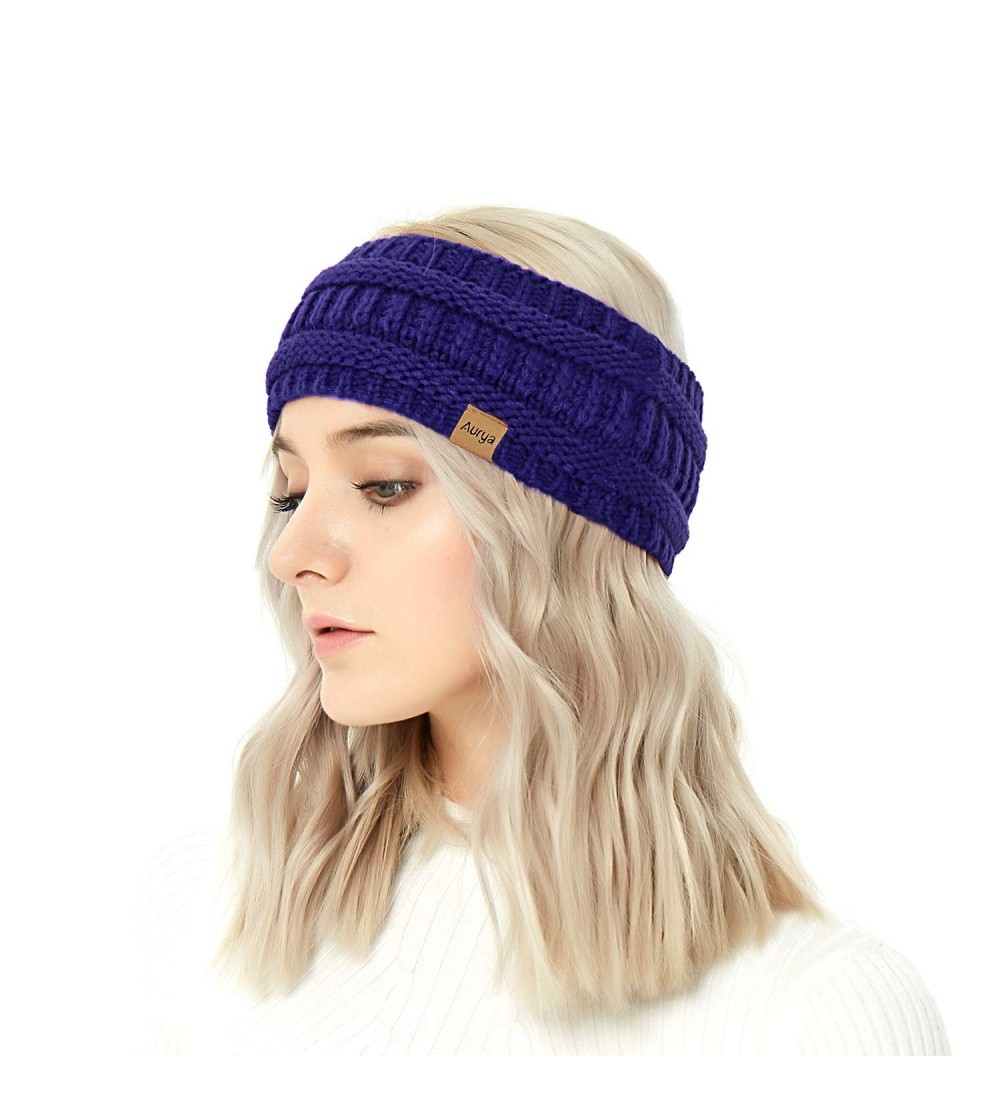 Cold Weather Headbands Winter Warm Cable Knit headband Head Wrap Ear Warmer for Women(Dark Blue) - Dark Blue - CY18K53IC70 $1...